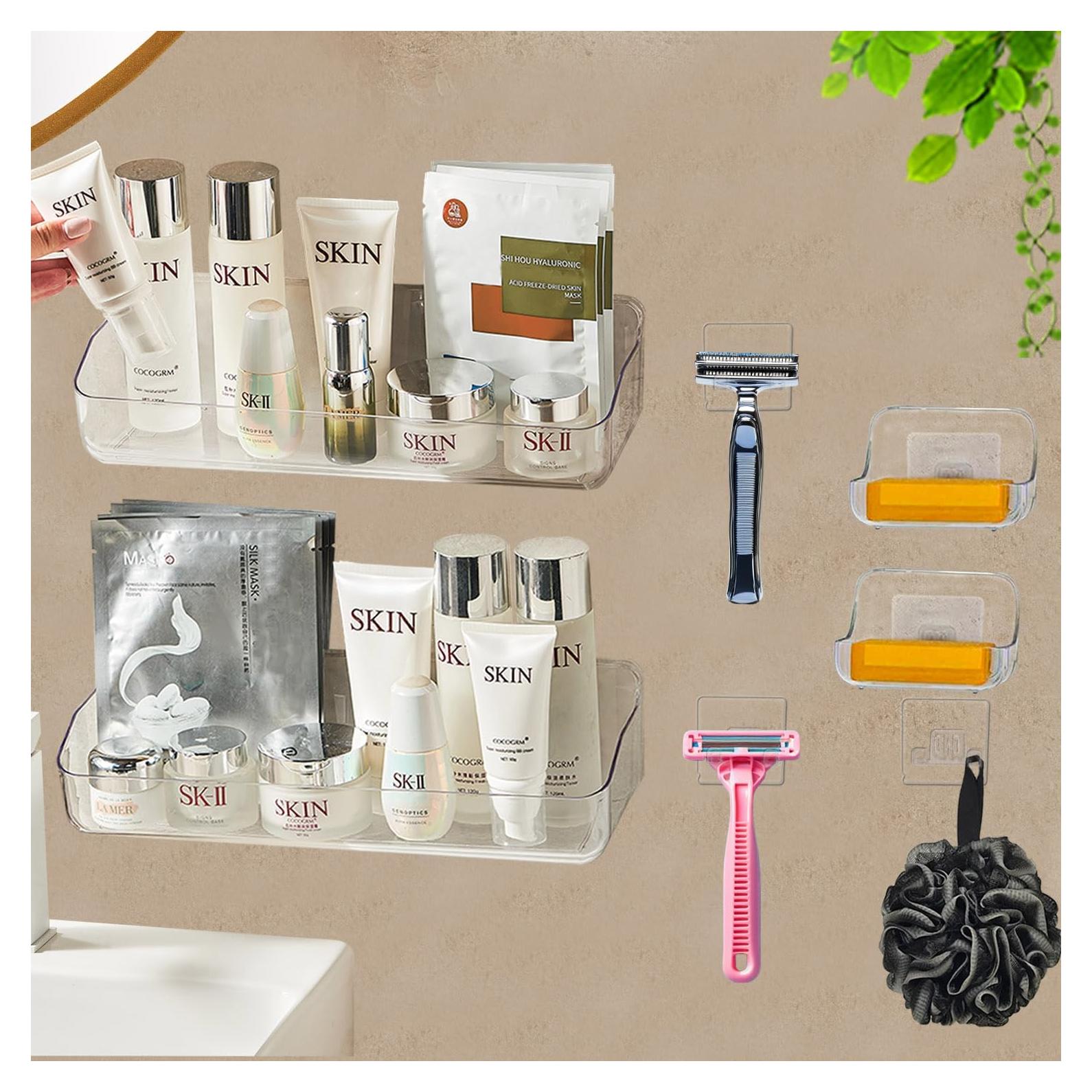 Estante de Ducha Autoadhesivo Batheer Acrílico Transparente 32cm