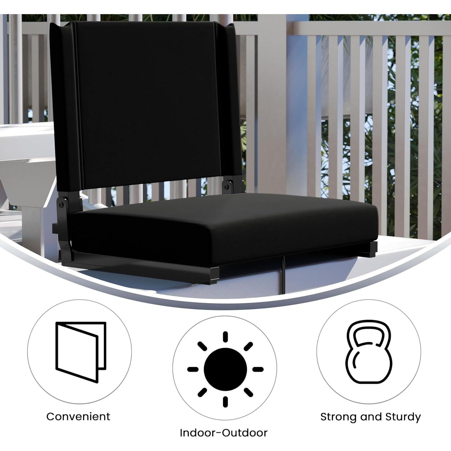 Silla de Estadio Plegable Flash Furniture Negra Ultra-Cojinada