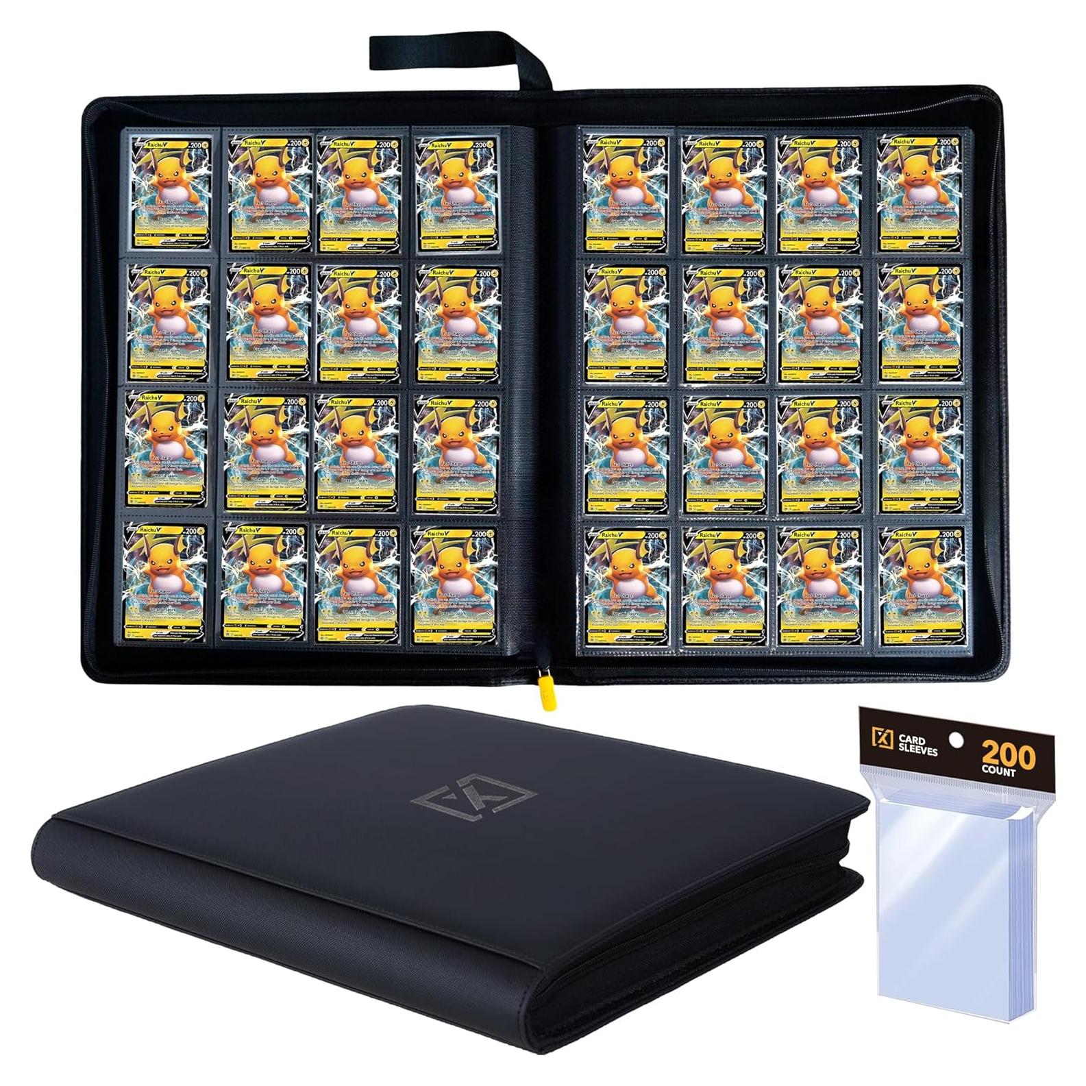 X PRO 1000+ Card Binder - Comes with 200 Card Sleeves | Compatible with TCG, Sports, MTG & More - Ringless Trading Card Binder | 1000 Pockets | TCG Binder