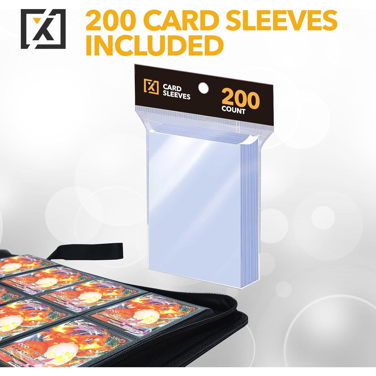 X PRO 1000+ Card Binder - Comes with 200 Card Sleeves | Compatible with TCG, Sports, MTG & More - Ringless Trading Card Binder | 1000 Pockets | TCG Binder