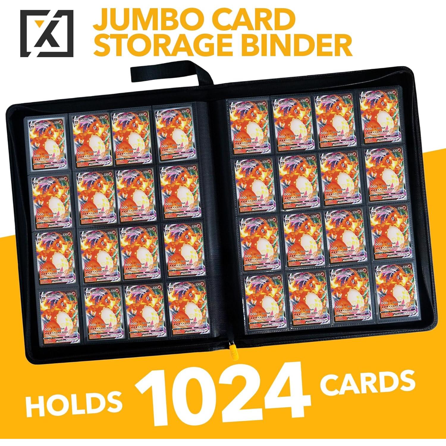X PRO 1000+ Card Binder - Comes with 200 Card Sleeves | Compatible with TCG, Sports, MTG & More - Ringless Trading Card Binder | 1000 Pockets | TCG Binder
