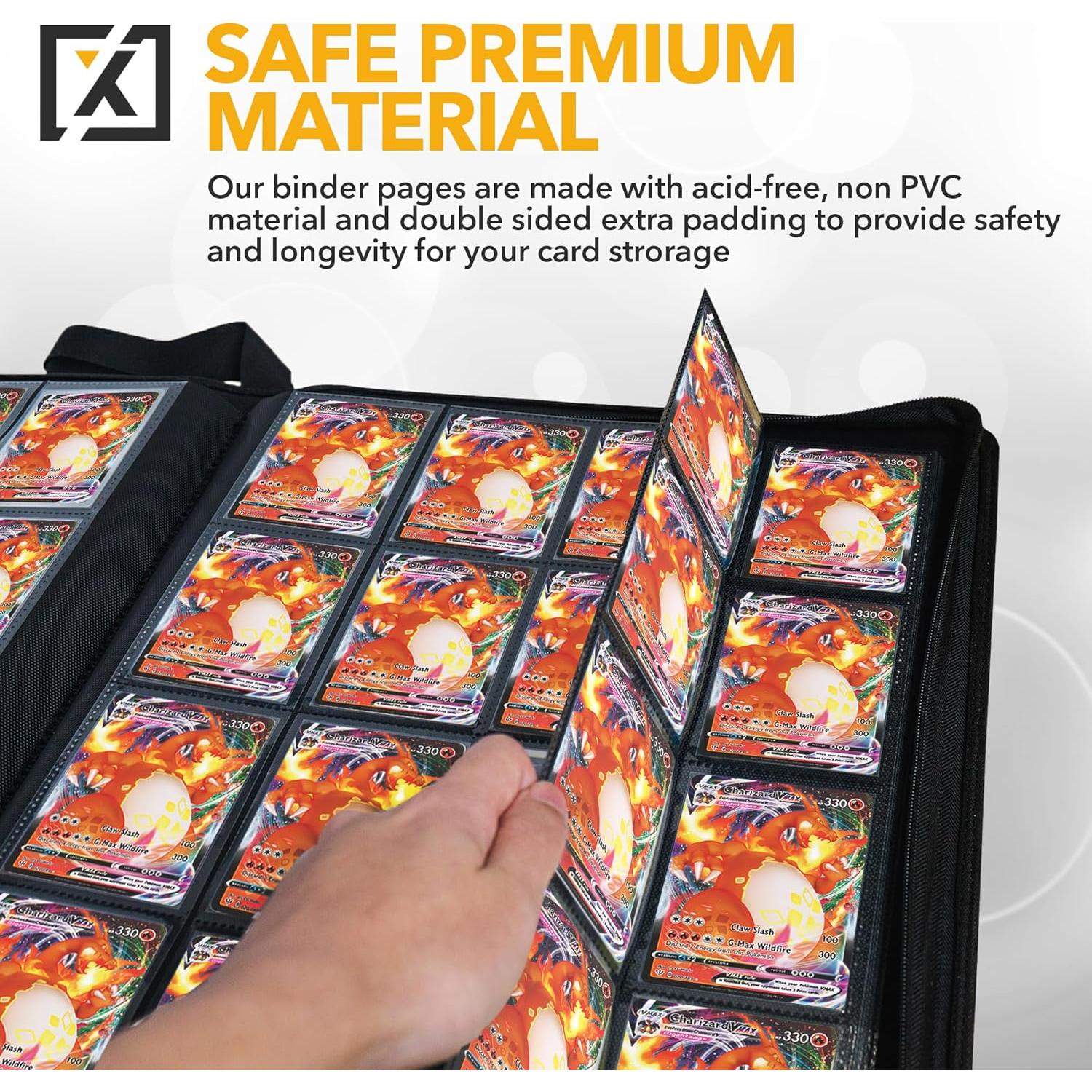 X PRO 1000+ Card Binder - Comes with 200 Card Sleeves | Compatible with TCG, Sports, MTG & More - Ringless Trading Card Binder | 1000 Pockets | TCG Binder