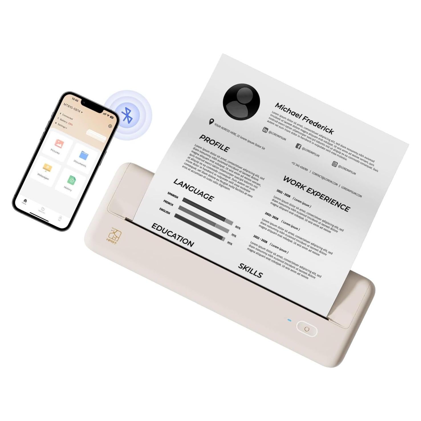 Impresora Térmica Portátil HPRT MT810 Bluetooth Sin Tinta