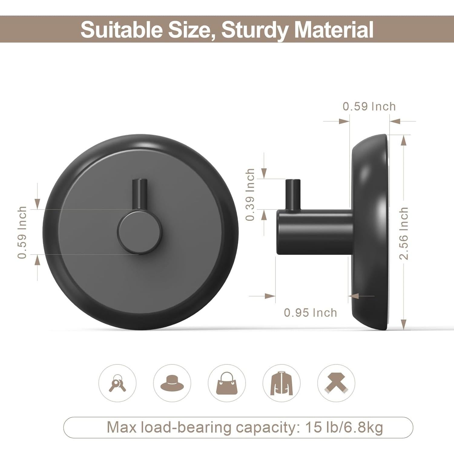 Ganchos de Succión AILUROPODA 2 Pack Acero Inoxidable Negro