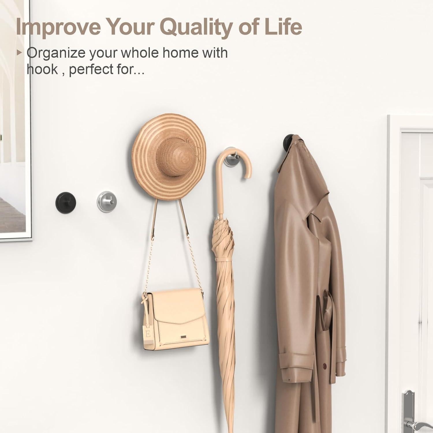 Ganchos de Succión AILUROPODA 2 Pack Acero Inoxidable Negro