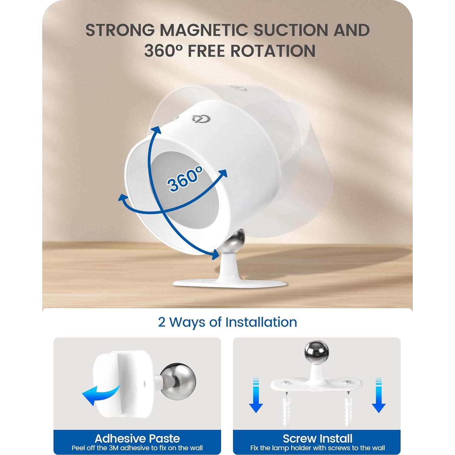 Juego de 2 Apliques de Pared Recargables GOEBLESON W02YBP206