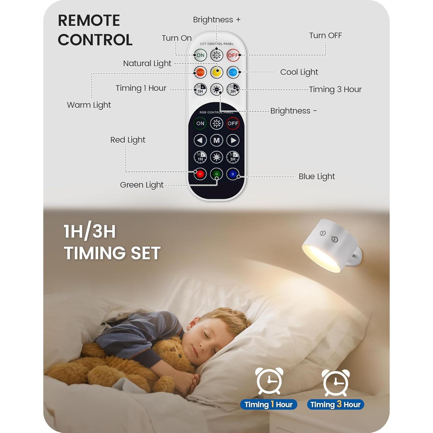 Juego de 2 Apliques de Pared Recargables GOEBLESON W02YBP206