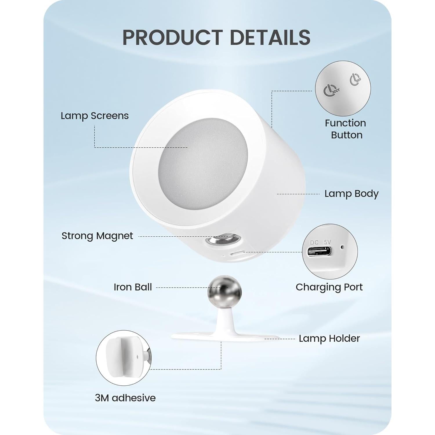 Juego de 2 Apliques de Pared Recargables GOEBLESON W02YBP206