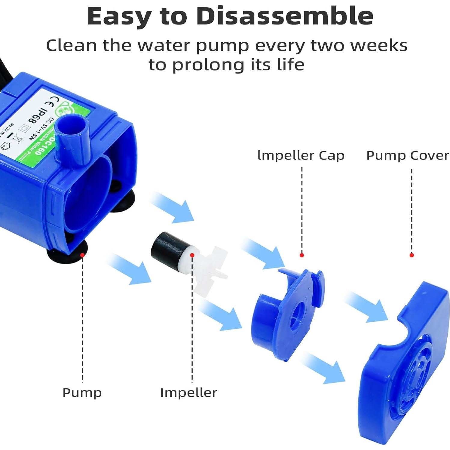 Bomba de Agua Sumergible Waatoos DR-DC160 para Gatos