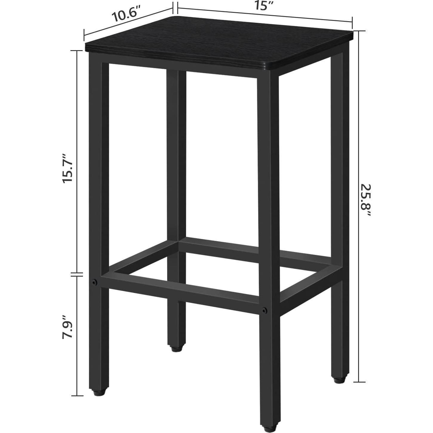 Juego de 2 Taburetes de Bar MAHANCRIS 65.5 cm Negro Industrial