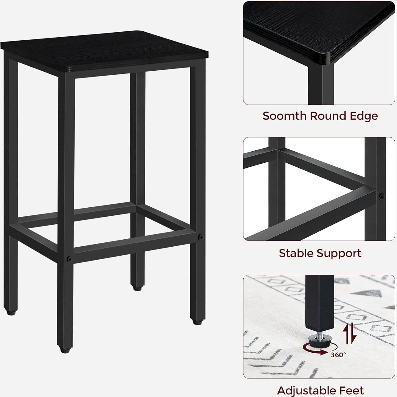 Juego de 2 Taburetes de Bar MAHANCRIS 65.5 cm Negro Industrial