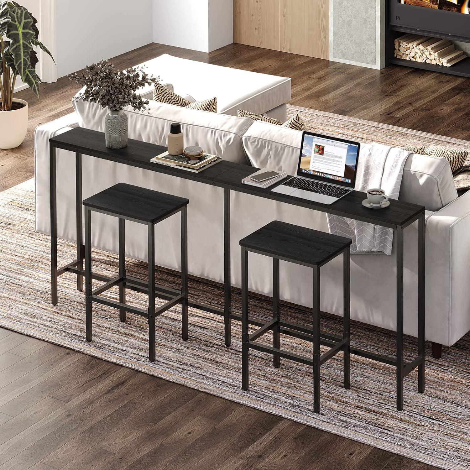 Juego de 2 Taburetes de Bar MAHANCRIS 65.5 cm Negro Industrial