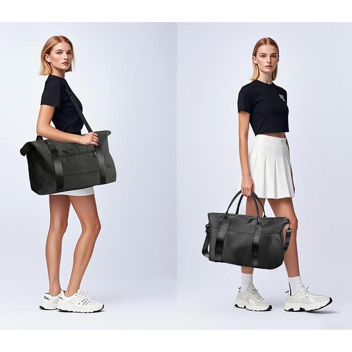 Bolsa de viaje tipo duffle negra unisex 27x55x18 cm