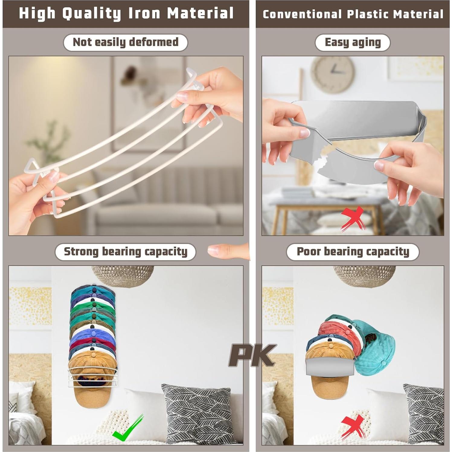 Organizador de Sombreros Fikoksol Beige, Soporte Pared 2 Piezas