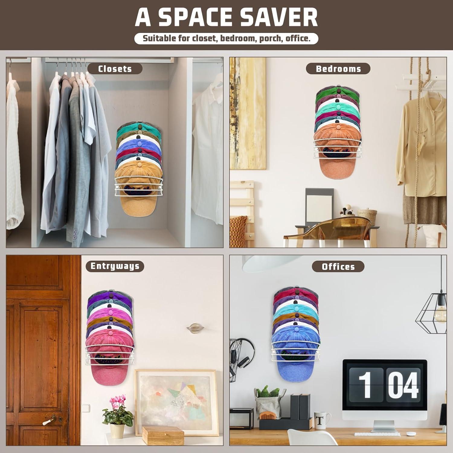 Organizador de Sombreros Fikoksol Beige, Soporte Pared 2 Piezas