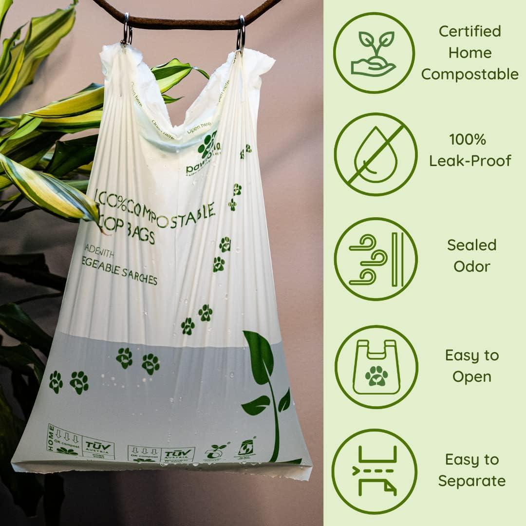 Bolsas de Poop Compostables Pawtopia 240 Unidades con Portabolsas