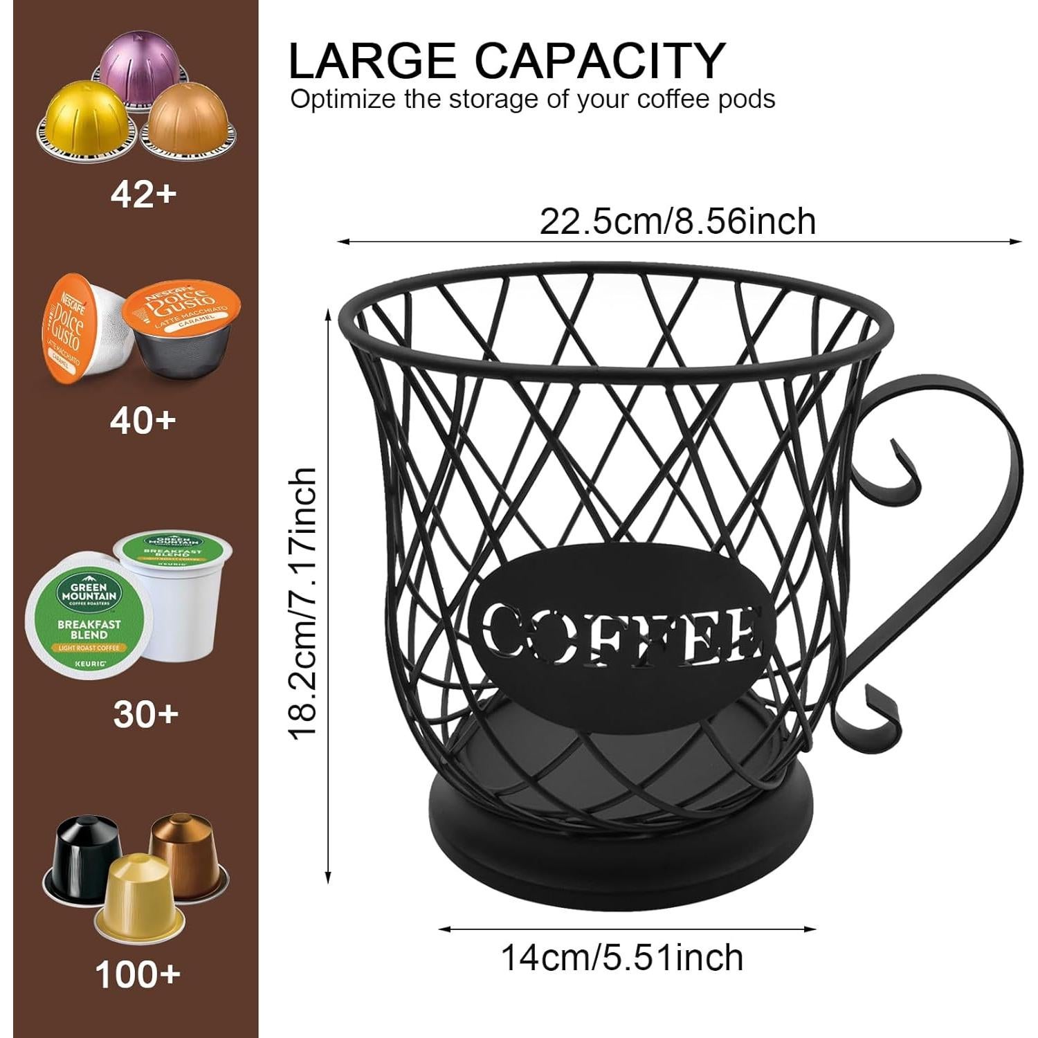Cesta de Almacenamiento para 35 Cápsulas de Café MFBJXC, Negro