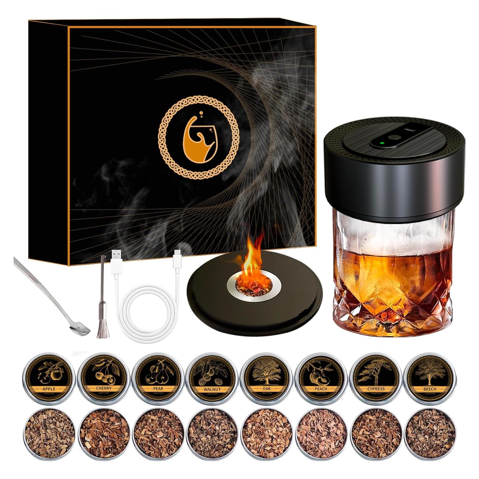 Kit de Ahumador Eléctrico Lotnafee con 8 Astillas de Madera