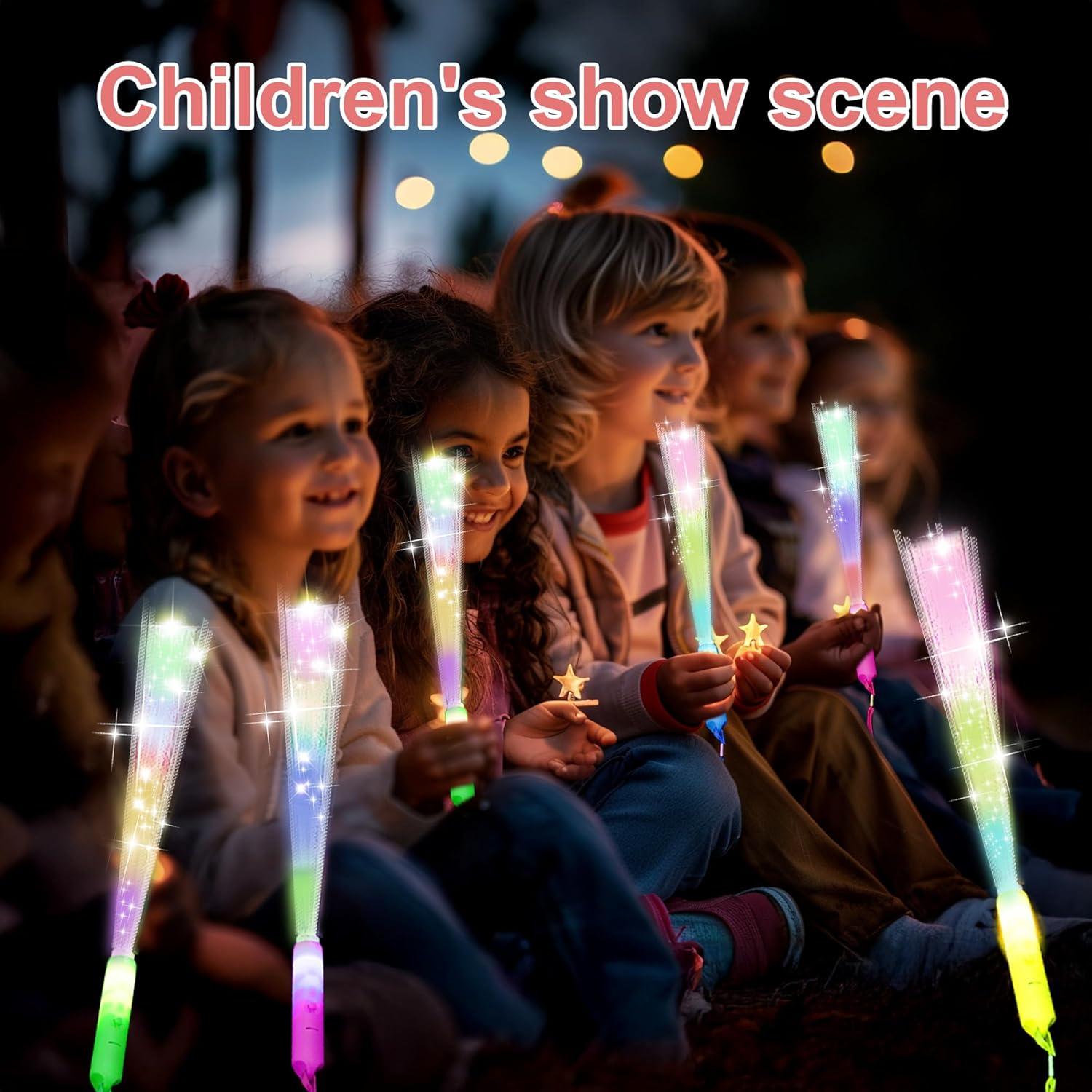 12 Varitas Brillantes de Fibra Óptica LED para Fiestas