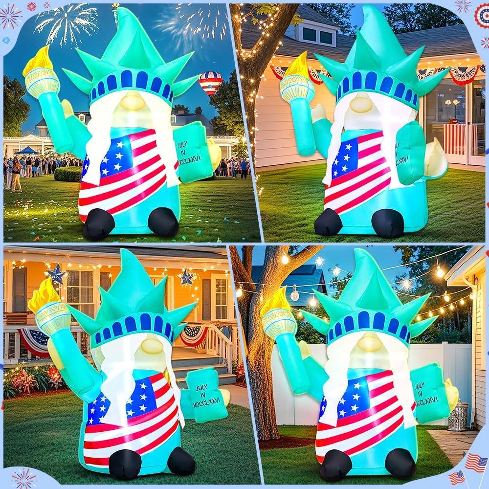 Decoración Inflable Patriótica KOOY Gnomo Libertad 1.43m