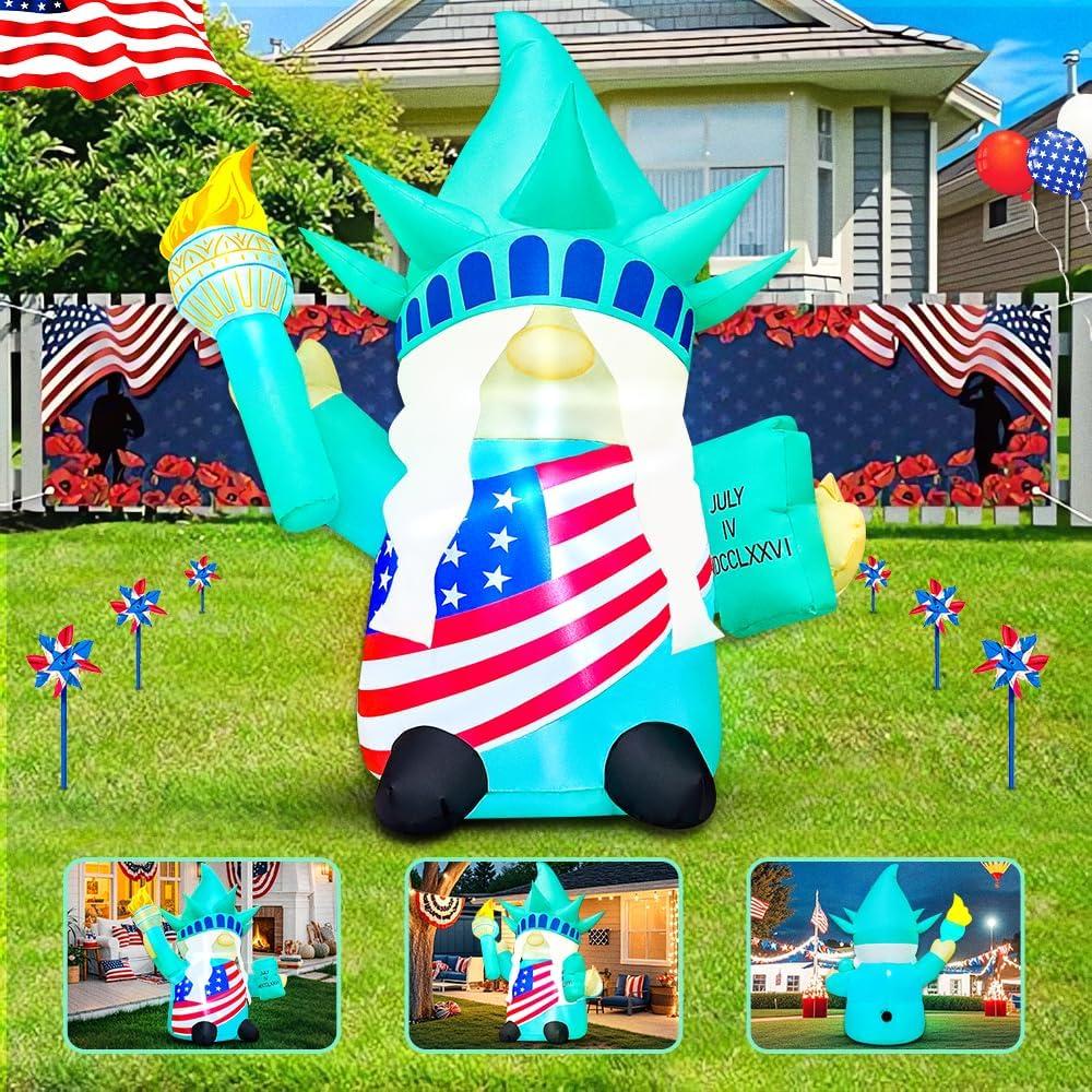 Decoración Inflable Patriótica KOOY Gnomo Libertad 1.43m
