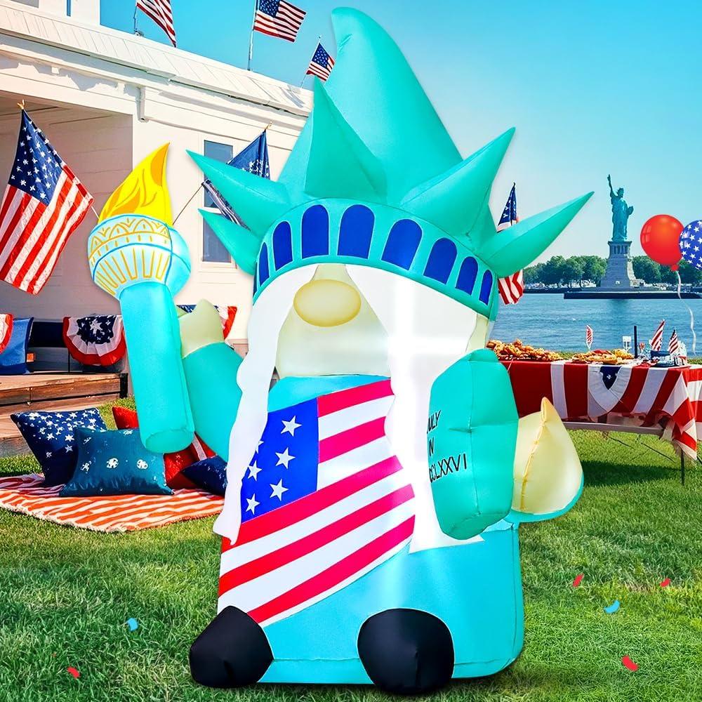 Decoración Inflable Patriótica KOOY Gnomo Libertad 1.43m