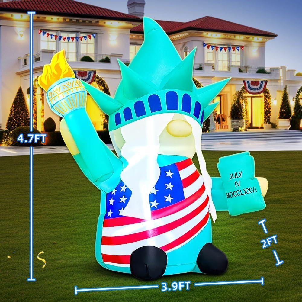 Decoración Inflable Patriótica KOOY Gnomo Libertad 1.43m