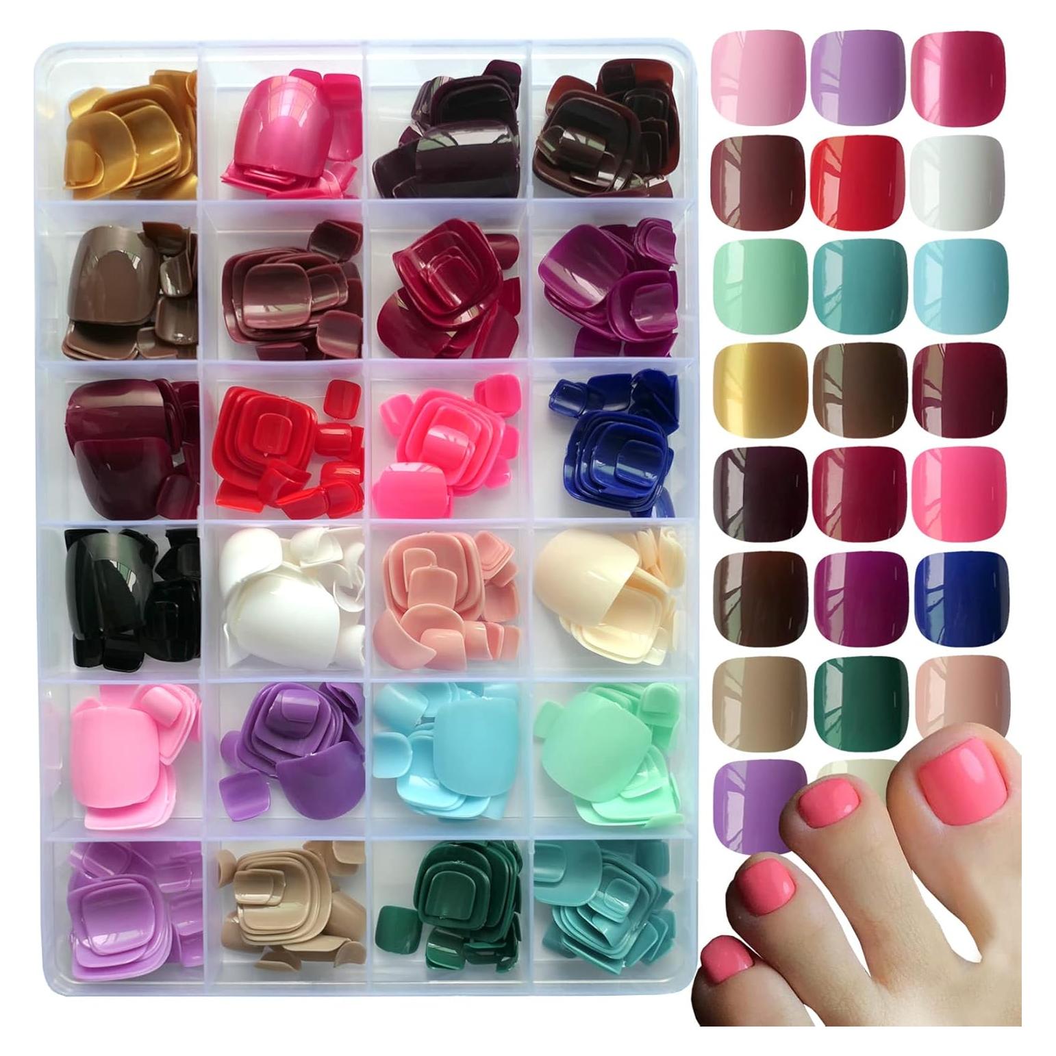 Kit de Uñas Postizas para Pies LoveOurHome 576pc 24 Colores