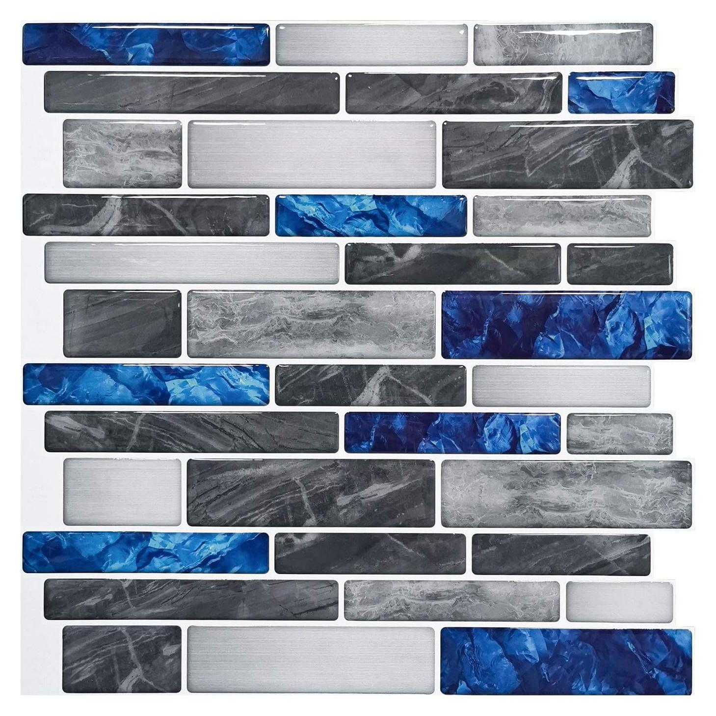 Azulejos Autoadhesivos Art3d 10 Hojas 30x30cm Mármol Azul