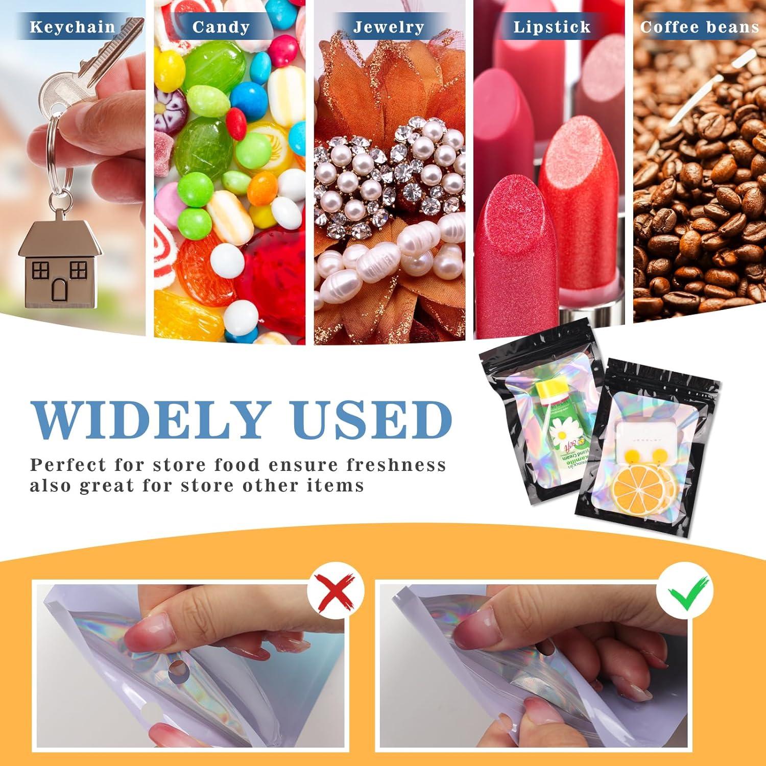 120 Bolsas Mylar Reutilizables Funseeya 6x10cm a Prueba de Olores