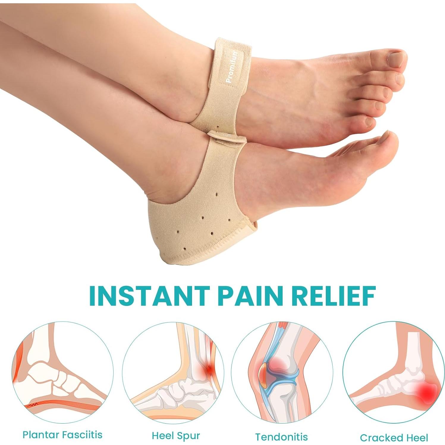 Protectores de talón Promifun para fascitis plantar - Gel, Beige, S