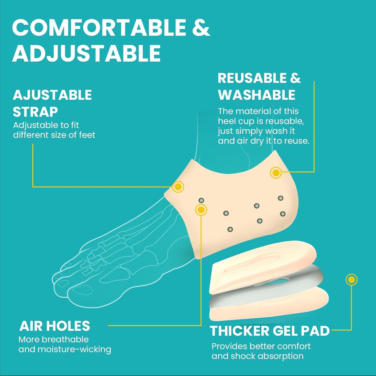 Protectores de talón Promifun para fascitis plantar - Gel, Beige, S