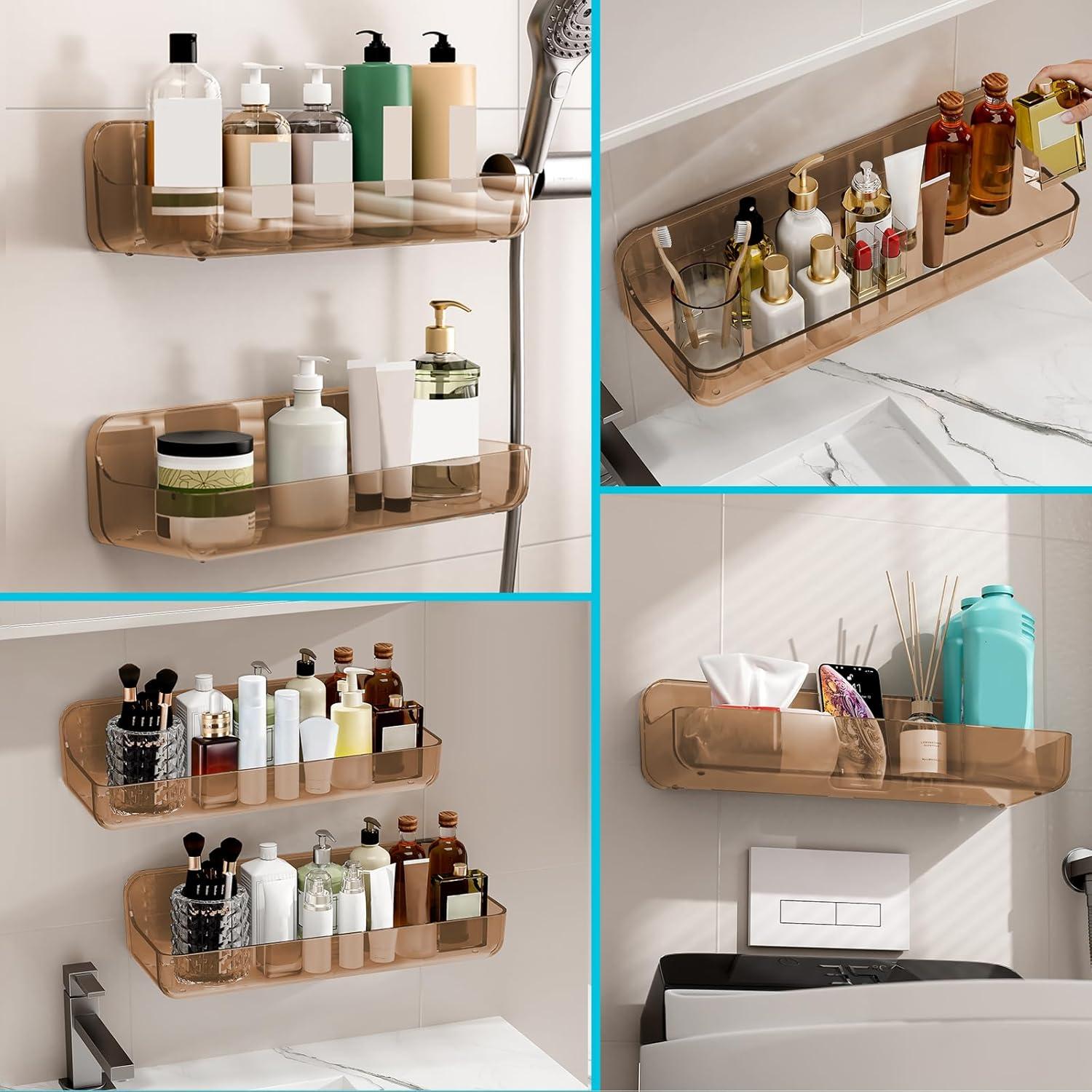 Estante de Ducha Adhesivo CGBE 2 Paquetes Transparente 31.0 cm