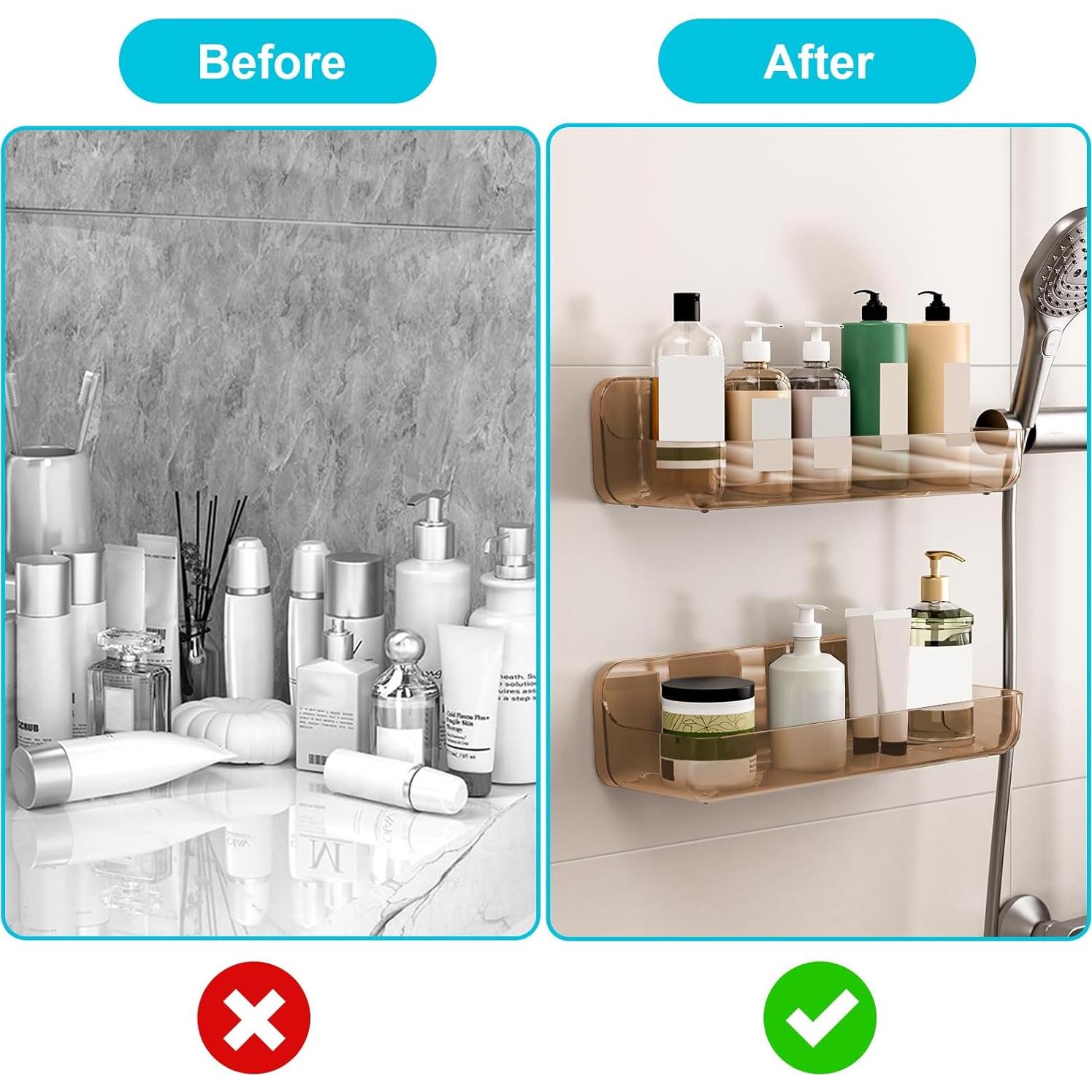 Estante de Ducha Adhesivo CGBE 2 Paquetes Transparente 31.0 cm