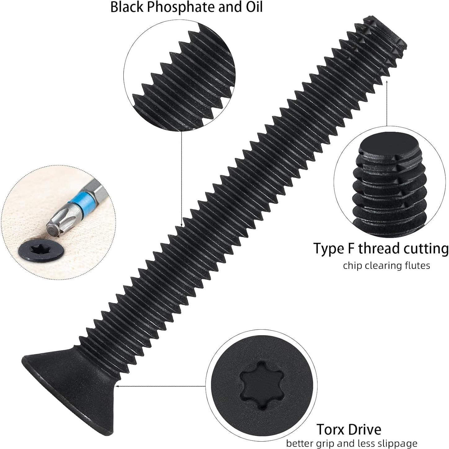 Tornillos autorroscantes VGBUY 1/4x6.35cm 30 pcs Torx plano