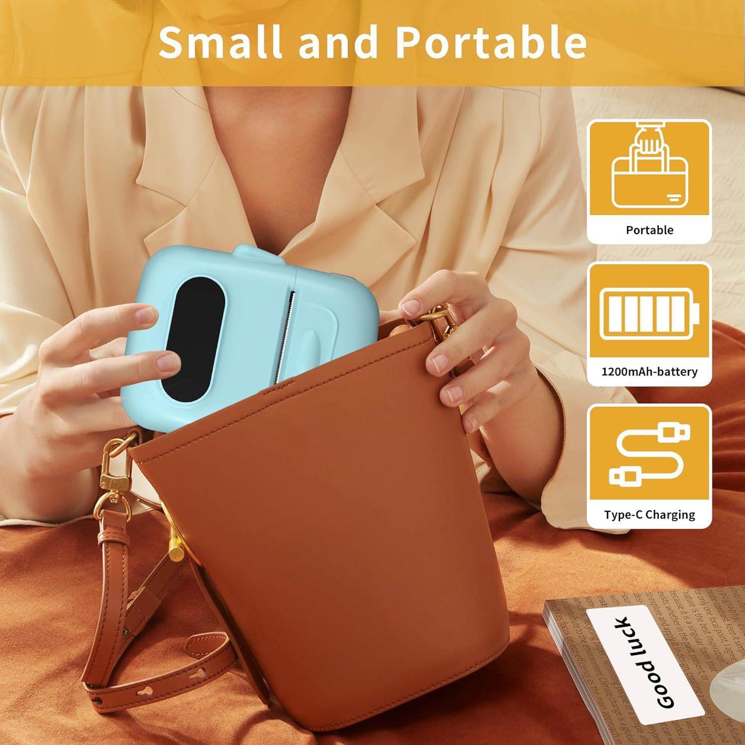 Impresora de Etiquetas Térmica Bluetooth P50 - Portátil, 200x300 dpi, Azul