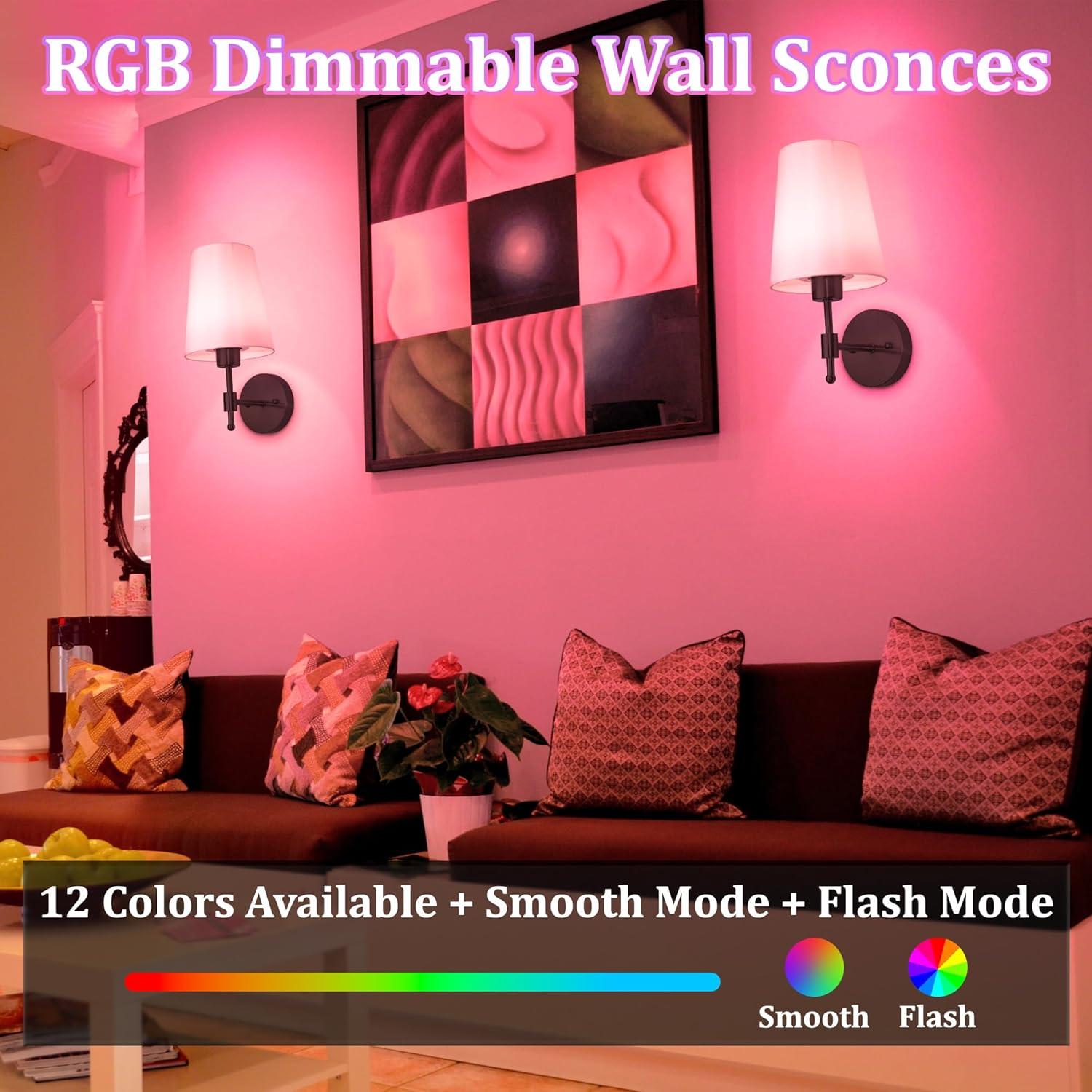 Juego de 2 apliques de pared recargables Laiebri B11 RGB