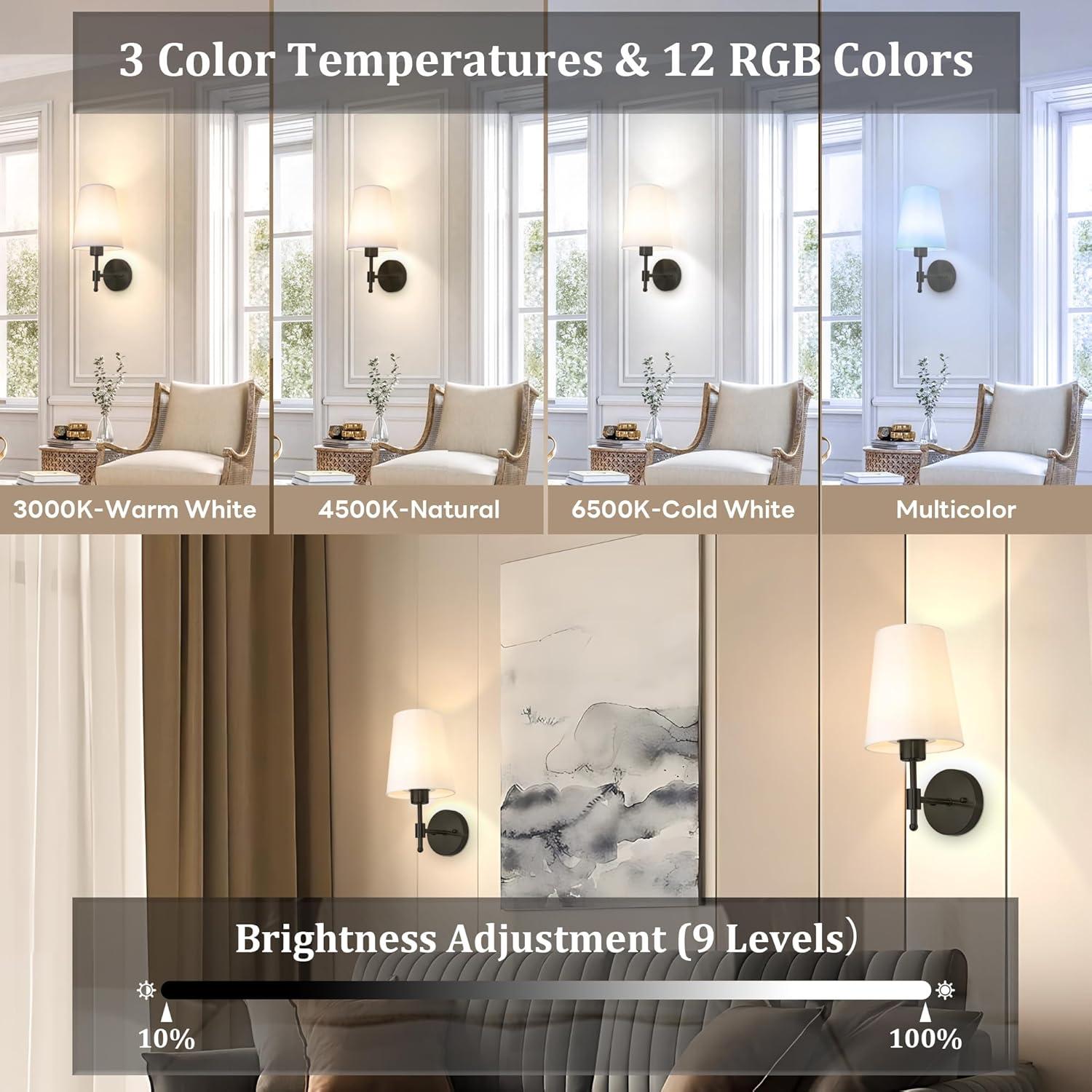 Juego de 2 apliques de pared recargables Laiebri B11 RGB