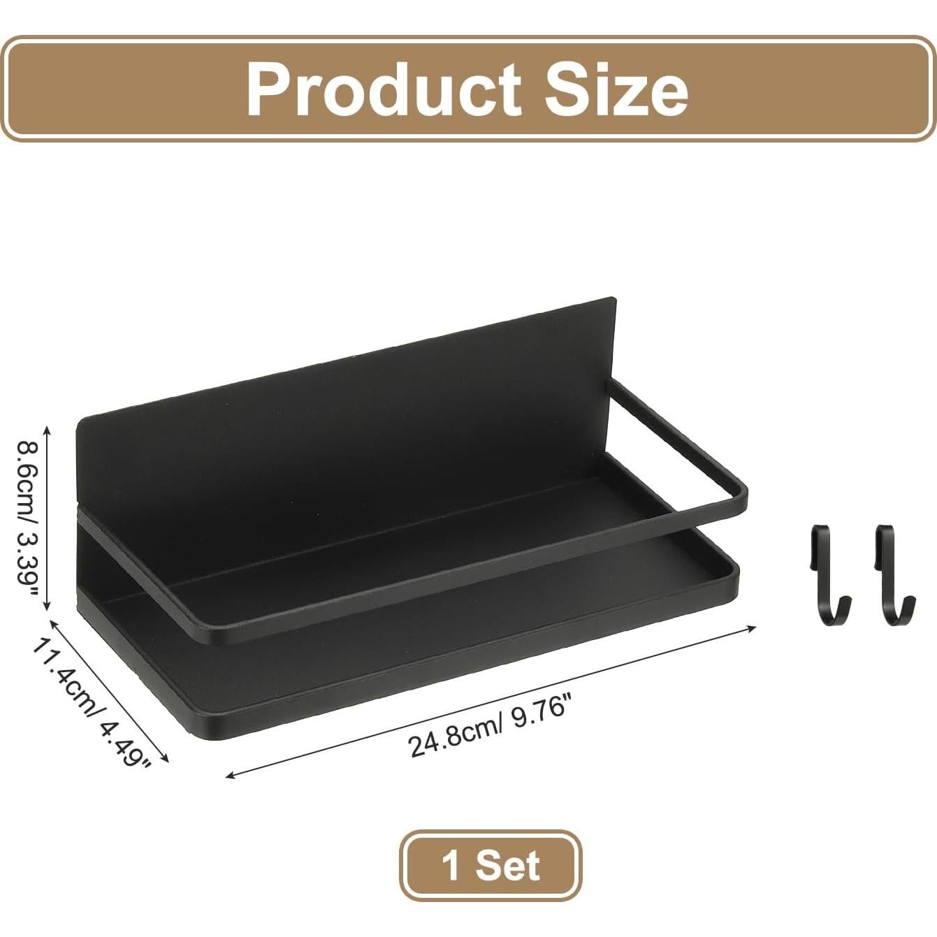 Estante Magnético para Especias PATIKIL - Negro, 24.8x11.4cm