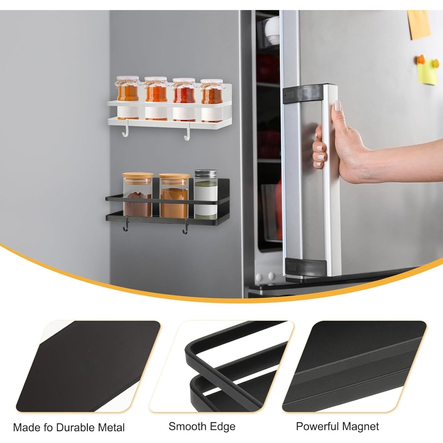 Estante Magnético para Especias PATIKIL - Negro, 24.8x11.4cm