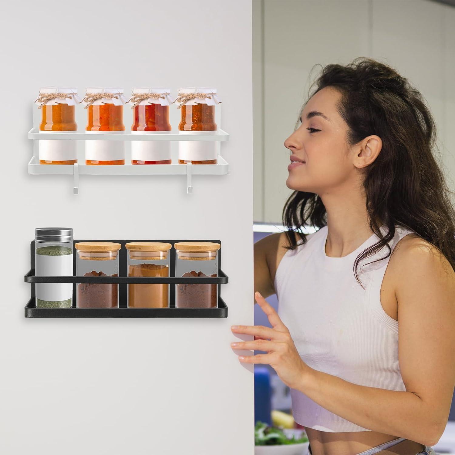 Estante Magnético para Especias PATIKIL - Negro, 24.8x11.4cm