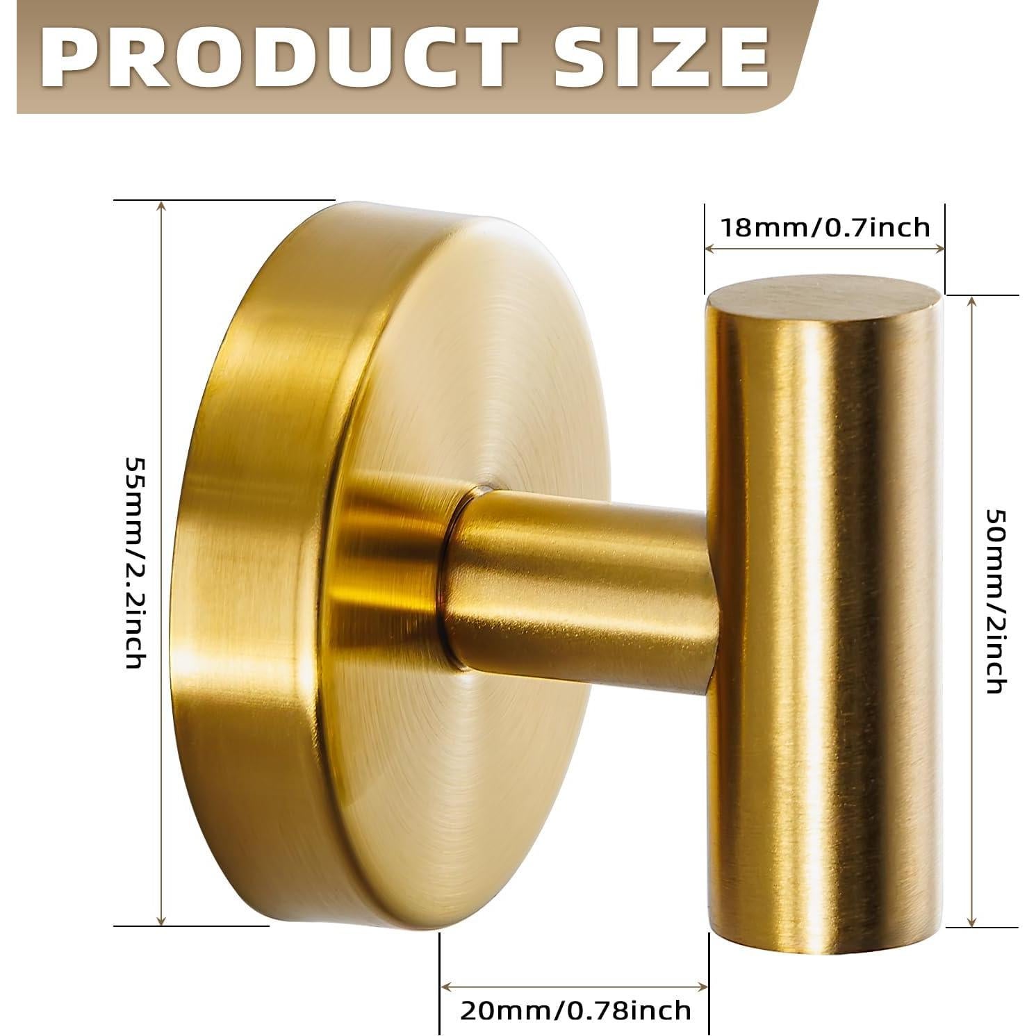 Ganchos de Ventosa Fenas para Baño y Cocina - 2 Unidades Oro Cepillado