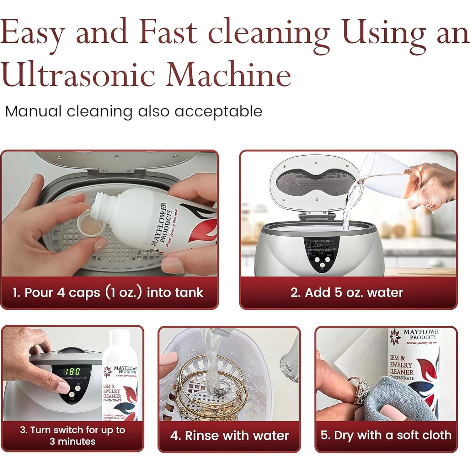 Limpiador de Joyas Mayflower 236.6 ml No Tóxico para Ultrasonido