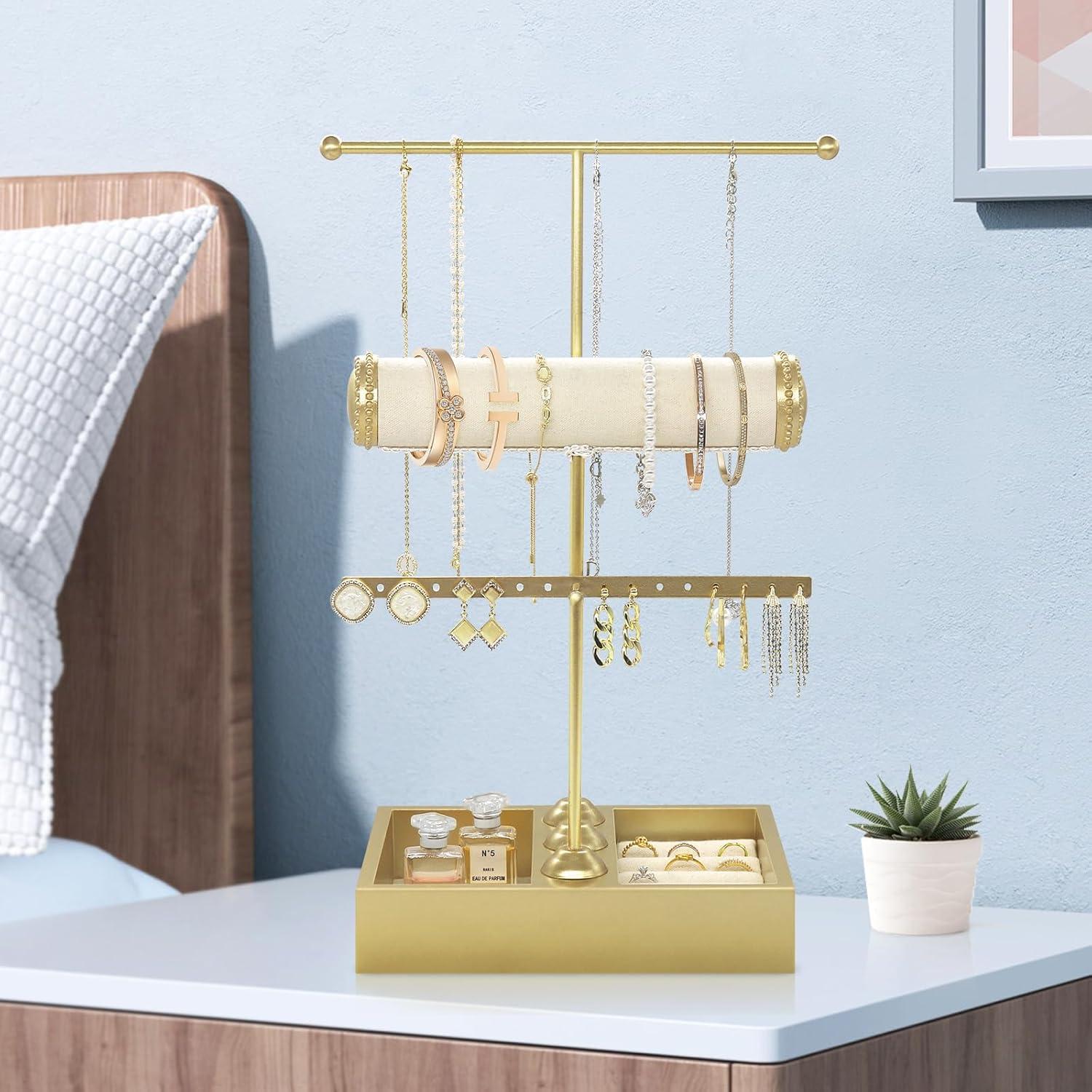 Soporte Organizador de Joyería TOOKNIN Dorado 3 Niveles