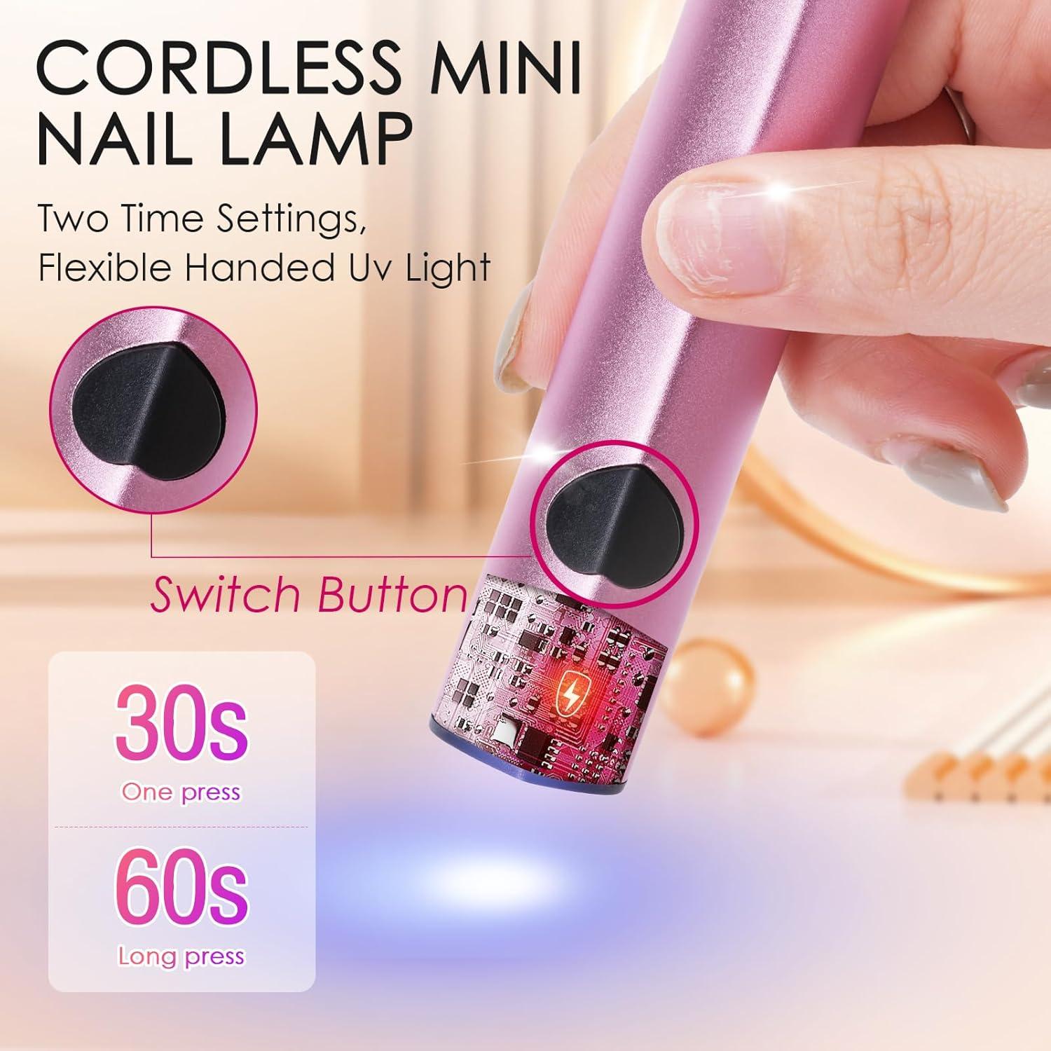 Lámpara UV de Mano 10W Rosa para Uñas de Gel - Carga USB