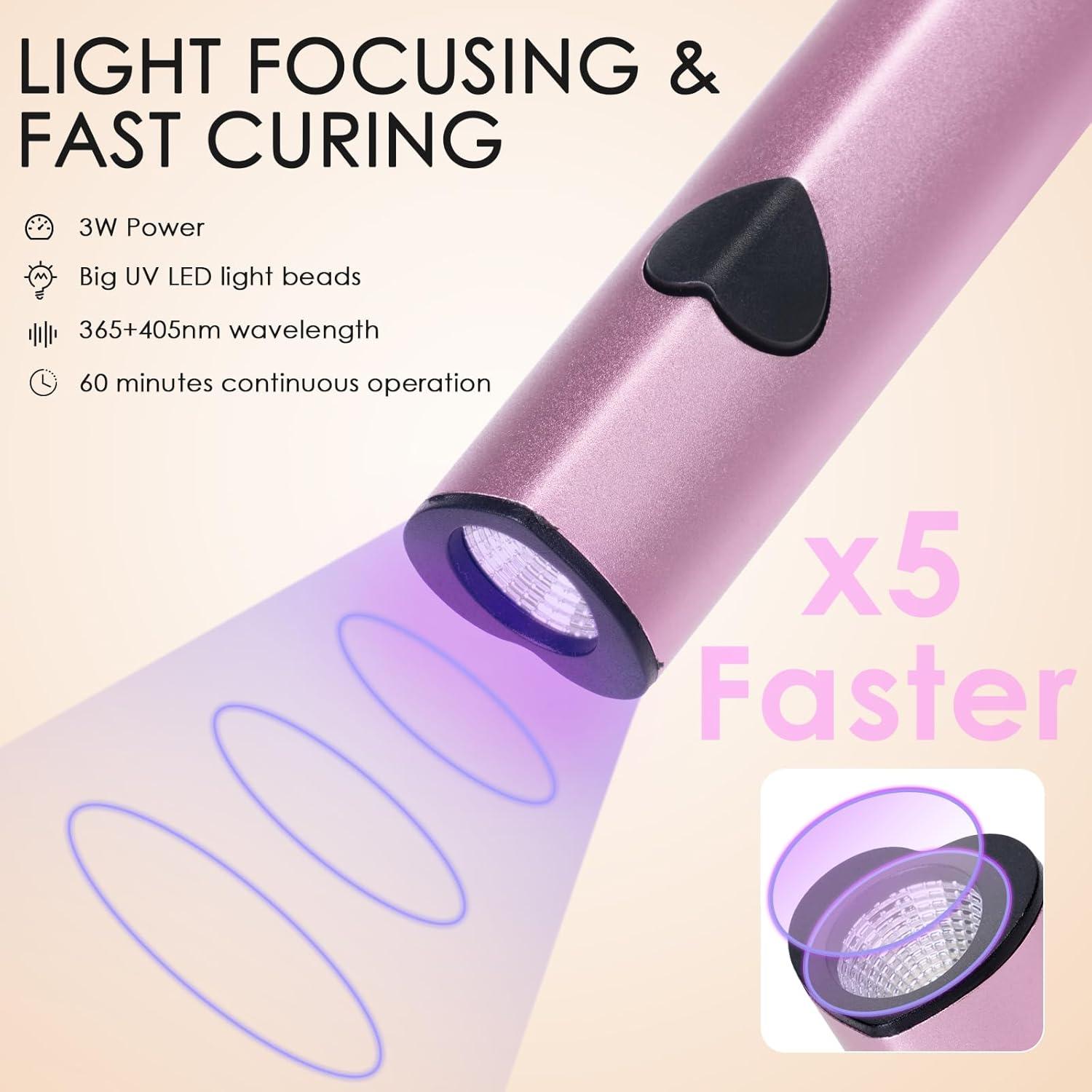 Lámpara UV de Mano 10W Rosa para Uñas de Gel - Carga USB