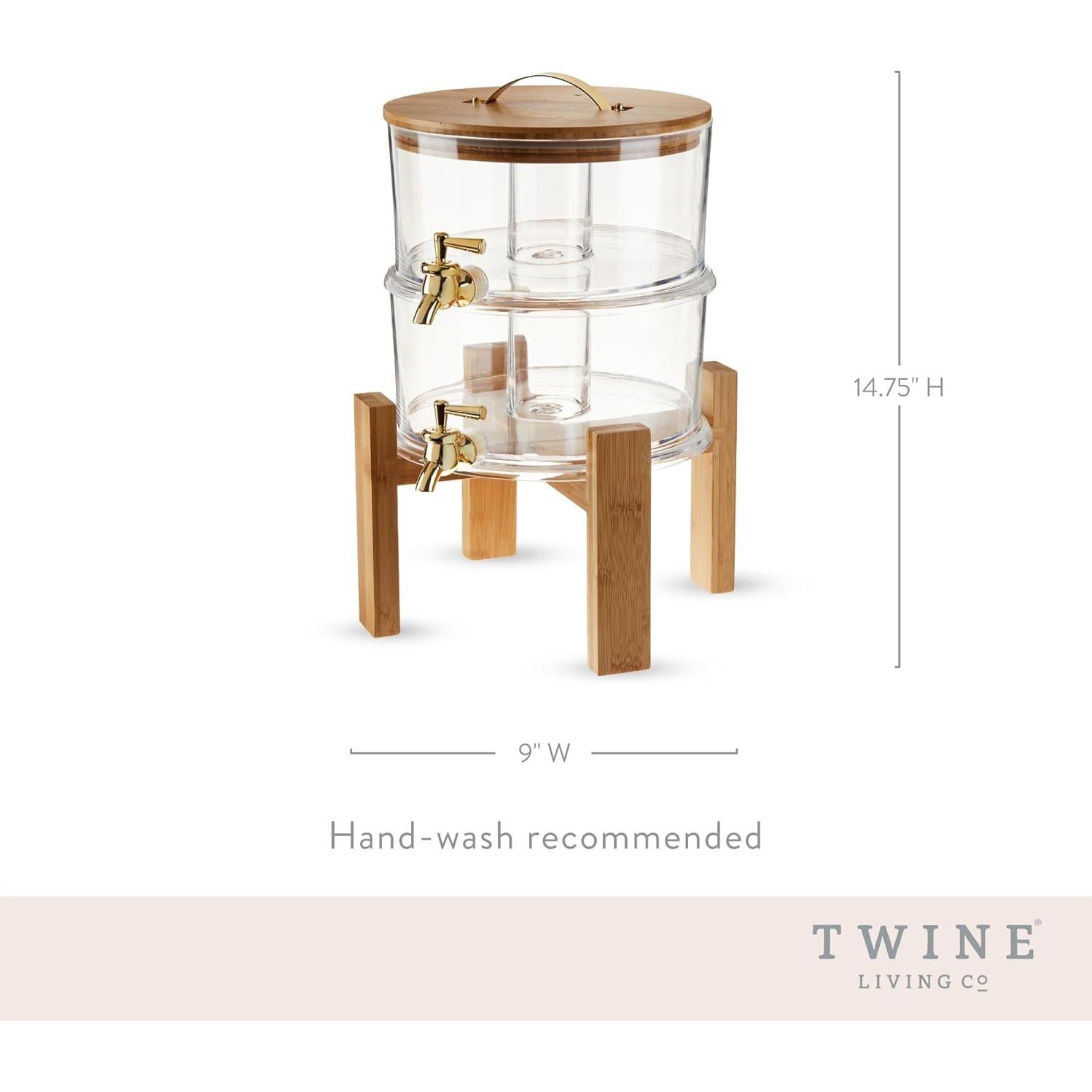 Dispensador de Bebidas Doble Twine 3.3L Acrílico y Bambú