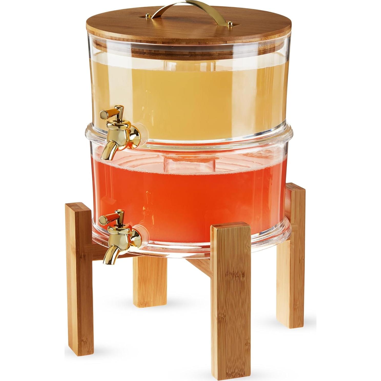 Dispensador de Bebidas Doble Twine 3.3L Acrílico y Bambú