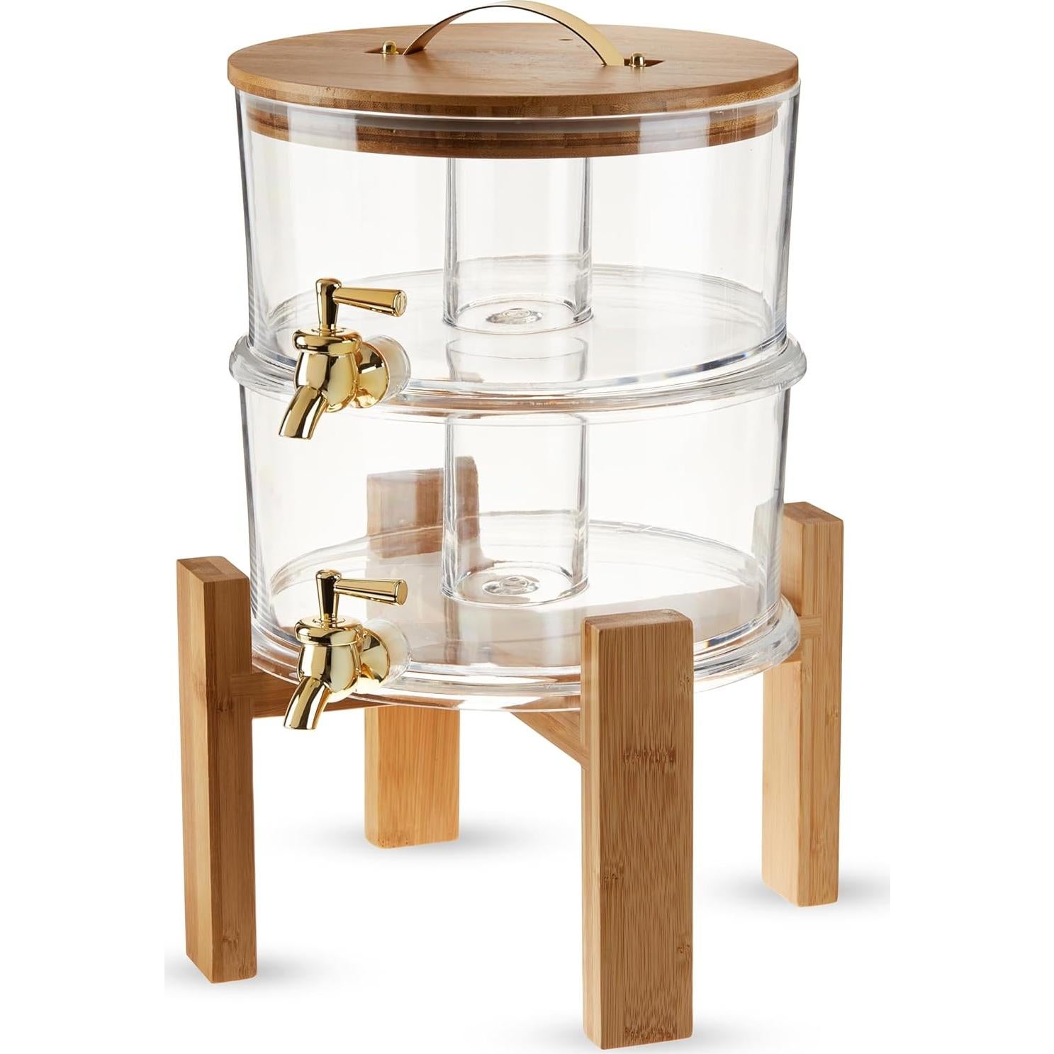 Dispensador de Bebidas Doble Twine 3.3L Acrílico y Bambú