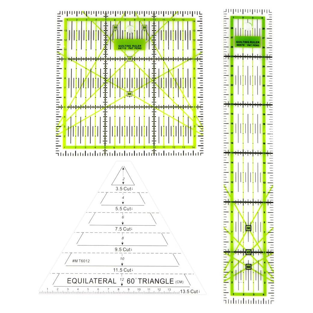 Reglas de costura acrílicas Craft County - Paquete 3 piezas